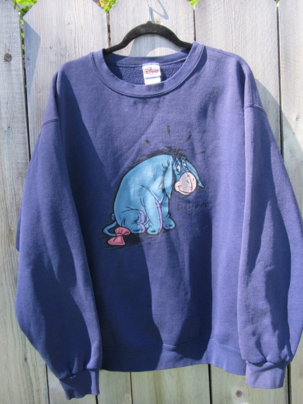 Vintage The Disney Store Winnie The Pooh Eeyore Blue Sweatshirt Size XL